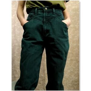 Rockies Dark Green High Waisted Bareback Cowgirl Jeans 27/5 x 36 Western Hipster